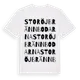 White t-shirt med Storöjbrännbodarna ordlek t-shirt