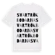 White t-shirt med Svartrökbodarna ordlek t-shirt