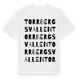 White t-shirt med Torrbergsvallen ordlek t-shirt