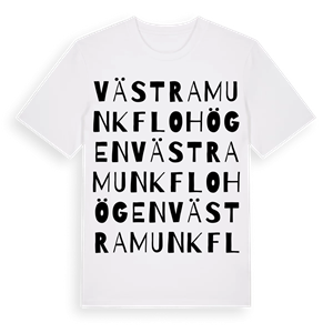Västra Munkflohögen ordlek t-shirt – ekologisk bomull t-shirt från Pinshirt