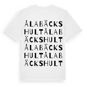 Ålabäckshult ordlek t-shirt – ekologisk bomull t-shirt från Pinshirt