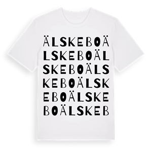 Älskebo ordlek t-shirt – ekologisk bomull t-shirt från Pinshirt