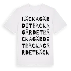 Bäckagärdet ordlek t-shirt – ekologisk bomull t-shirt från Pinshirt