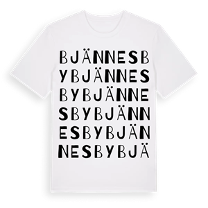 Bjännesby ordlek t-shirt – ekologisk bomull t-shirt från Pinshirt