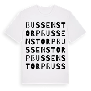 Bussenstorp ordlek t-shirt – ekologisk bomull t-shirt från Pinshirt