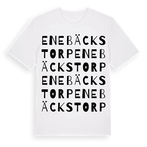 Enebäckstorp ordlek t-shirt – ekologisk bomull t-shirt från Pinshirt