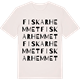 Vintage White t-shirt med Fiskarhemmet ordlek t-shirt