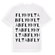 White t-shirt med Flyhyltan ordlek t-shirt