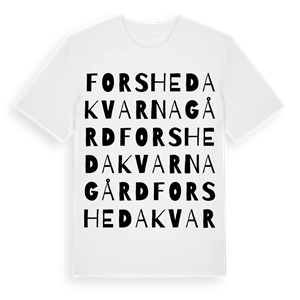 Forsheda kvarnagård ordlek t-shirt – ekologisk bomull t-shirt från Pinshirt