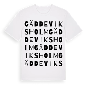 Gäddeviksholm ordlek t-shirt – ekologisk bomull t-shirt från Pinshirt