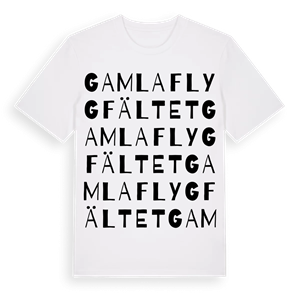 Gamla flygfältet ordlek t-shirt – ekologisk bomull t-shirt från Pinshirt