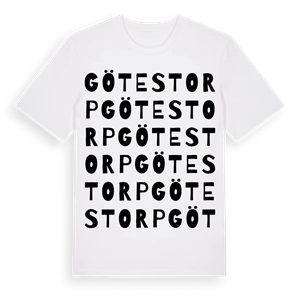 Götestorp ordlek t-shirt – ekologisk bomull t-shirt från Pinshirt