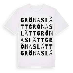 Grönaslätt ordlek t-shirt – ekologisk bomull t-shirt från Pinshirt