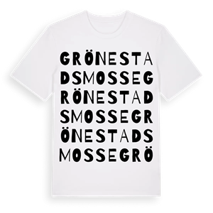 Grönestads mosse ordlek t-shirt – ekologisk bomull t-shirt från Pinshirt