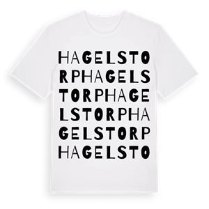 Hagelstorp ordlek t-shirt – ekologisk bomull t-shirt från Pinshirt