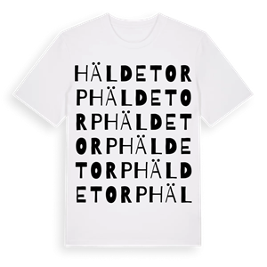 Häldetorp ordlek t-shirt – ekologisk bomull t-shirt från Pinshirt