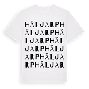 Häljarp ordlek t-shirt – ekologisk bomull t-shirt från Pinshirt