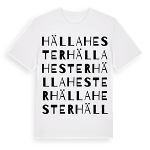 Hällahester ordlek t-shirt – ekologisk bomull t-shirt från Pinshirt