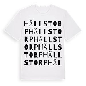 Hällstorp ordlek t-shirt – ekologisk bomull t-shirt från Pinshirt
