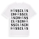 White t-shirt med Hässelåsen ordlek t-shirt