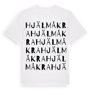 Hjälmåkra ordlek t-shirt – ekologisk bomull t-shirt från Pinshirt