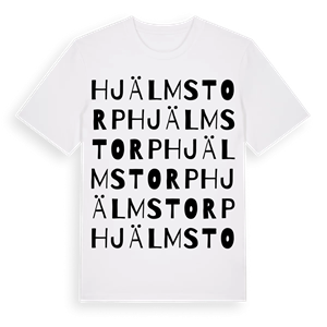 Hjälmstorp ordlek t-shirt – ekologisk bomull t-shirt från Pinshirt