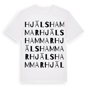 Hjälshammar ordlek t-shirt – ekologisk bomull t-shirt från Pinshirt