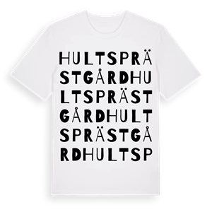 Hults prästgård ordlek t-shirt – ekologisk bomull t-shirt från Pinshirt