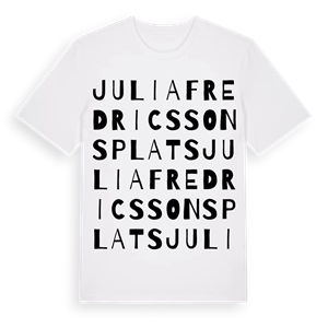 Julia Fredricssons plats ordlek t-shirt – ekologisk bomull t-shirt från Pinshirt