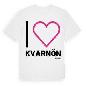 Jag älskar Kvarnön t-shirt stort tryck – ekologisk bomull t-shirt från Pinshirt