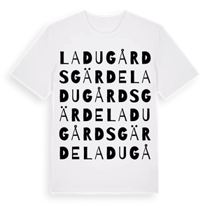Ladugårdsgärde ordlek t-shirt – ekologisk bomull t-shirt från Pinshirt