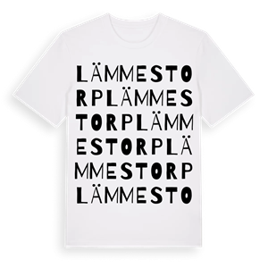 Lämmestorp ordlek t-shirt – ekologisk bomull t-shirt från Pinshirt