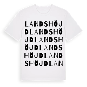 Landshöjd ordlek t-shirt – ekologisk bomull t-shirt från Pinshirt