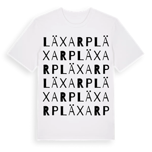 Läxarp ordlek t-shirt – ekologisk bomull t-shirt från Pinshirt