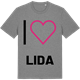 Mid Heather Gray t-shirt med Jag älskar Lida t-shirt stort tryck