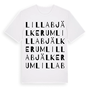 Lilla Bjälkerum ordlek t-shirt – ekologisk bomull t-shirt från Pinshirt