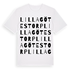 Lilla Götestorp ordlek t-shirt – ekologisk bomull t-shirt från Pinshirt