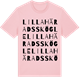 Pink Cotton t-shirt med Lilla Häradsskögle ordlek t-shirt