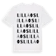 White t-shirt med Lilla Os ordlek t-shirt