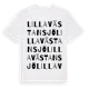 White t-shirt med Lilla Västansjö ordlek t-shirt