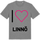 Mid Heather Gray t-shirt med Jag älskar Linnö t-shirt stort tryck