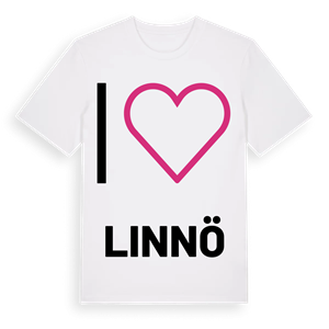Jag älskar Linnö t-shirt stort tryck – ekologisk bomull t-shirt från Pinshirt