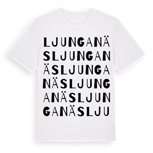 Ljunganäs ordlek t-shirt – ekologisk bomull t-shirt från Pinshirt