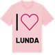 Pink Cotton t-shirt med Jag älskar Lunda t-shirt stort tryck