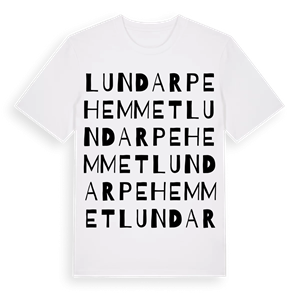 Lundarpehemmet ordlek t-shirt – ekologisk bomull t-shirt från Pinshirt