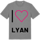 Mid Heather Gray t-shirt med Jag älskar Lyan t-shirt stort tryck
