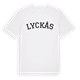 White t-shirt med Lyckås böjd t-shirt