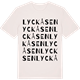 Vintage White t-shirt med Lyckåsen ordlek t-shirt