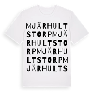 Mjärhultstorp ordlek t-shirt – ekologisk bomull t-shirt från Pinshirt
