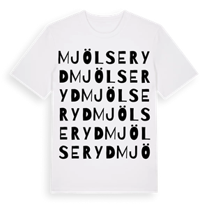 Mjölseryd ordlek t-shirt – ekologisk bomull t-shirt från Pinshirt